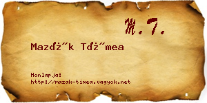 Mazák Tímea névjegykártya